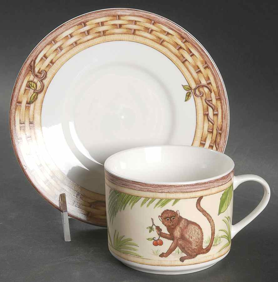 Monkey Flat Cup & Saucer Set by American Atelier-1