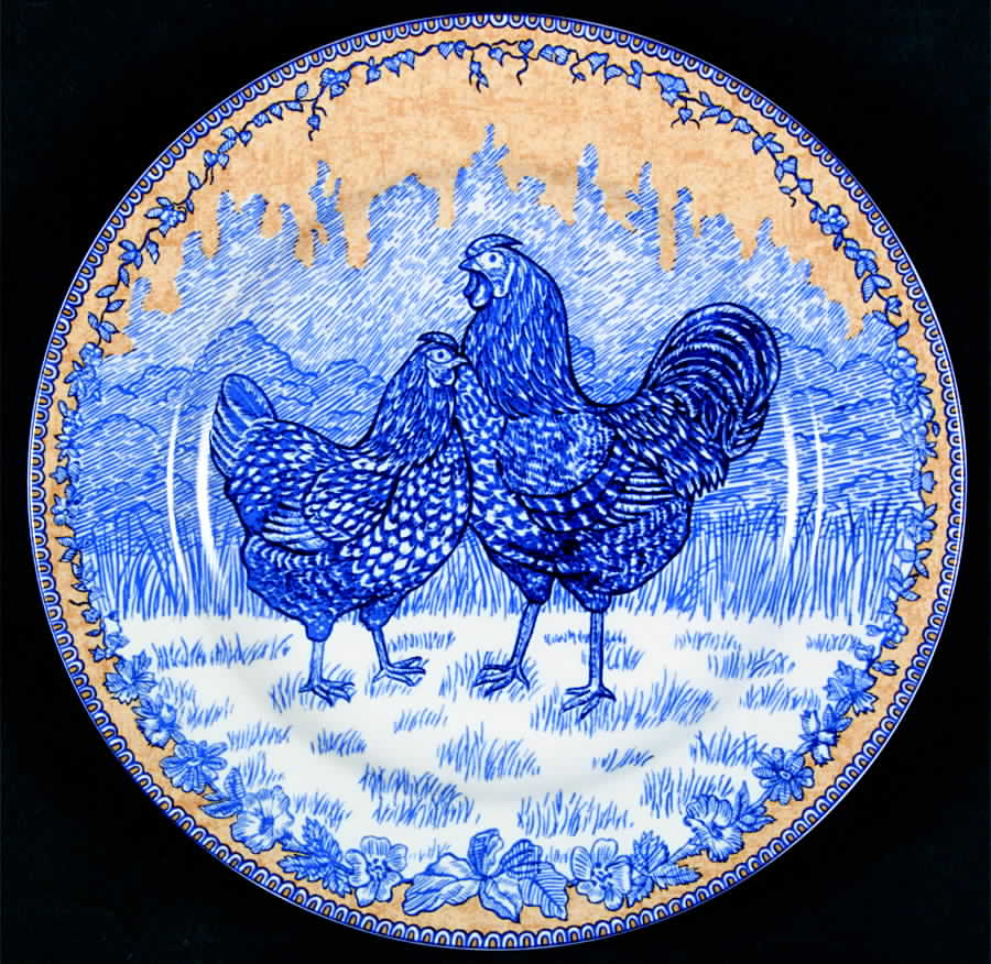 Rooster Toile Salad/Dessert Plate by American Atelier-1