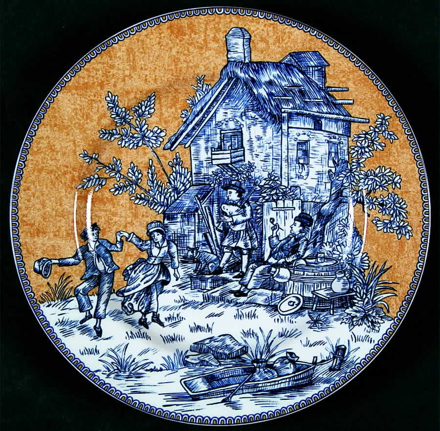 English Toile Blue Salad/Dessert Plate by American Atelier-1
