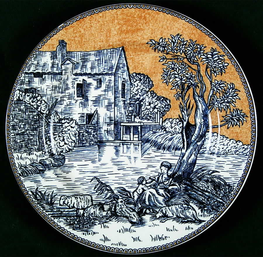 English Toile Blue Salad/Dessert Plate by American Atelier-1