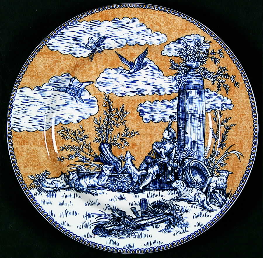 English Toile Blue Salad/Dessert Plate by American Atelier-1