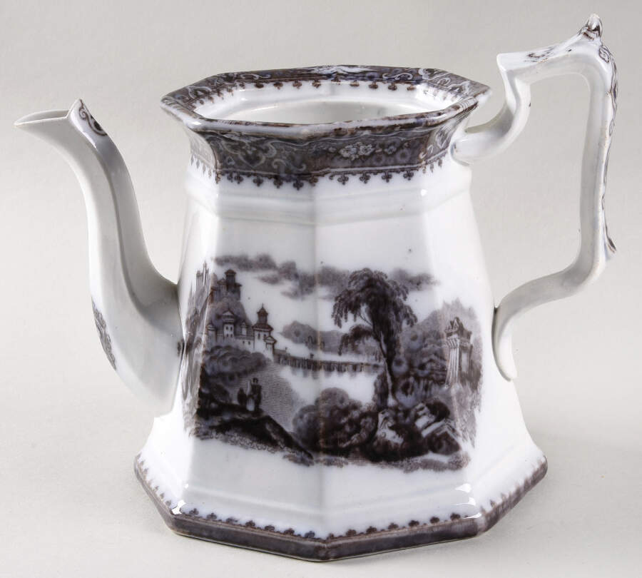 Vincennes Black Teapot No Lid by John Alcock-1