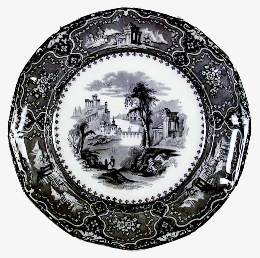 Vincennes Black Dinner Plate by John Alcock-1
