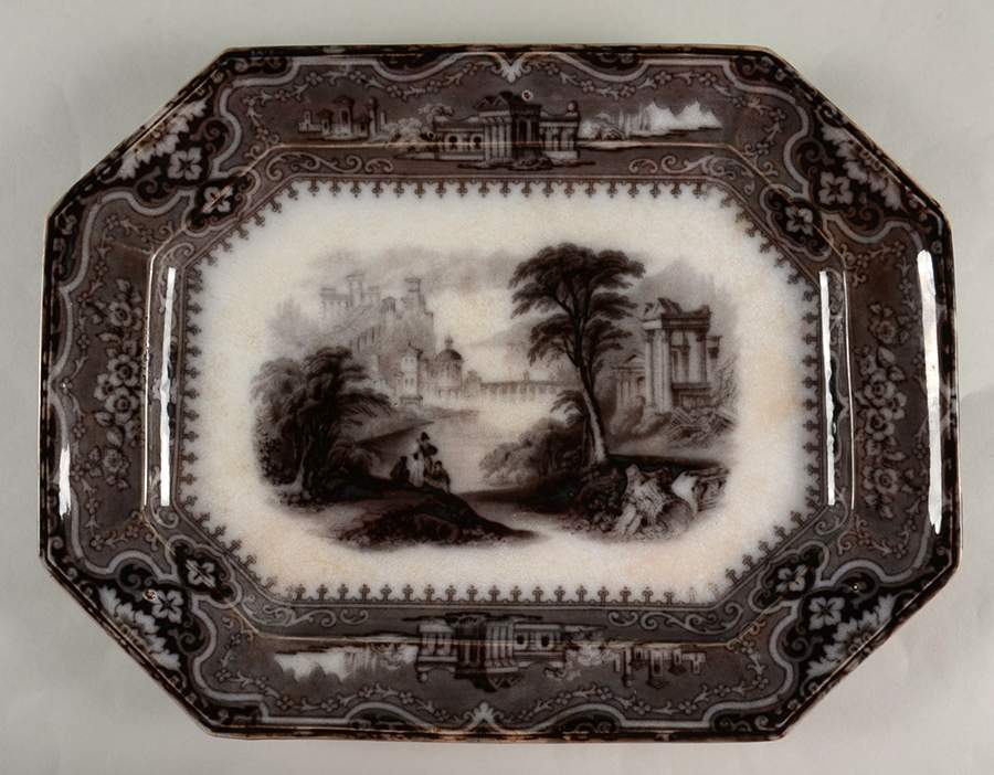 Vincennes Black 17" Oval Serving Platter by John Alcock-1