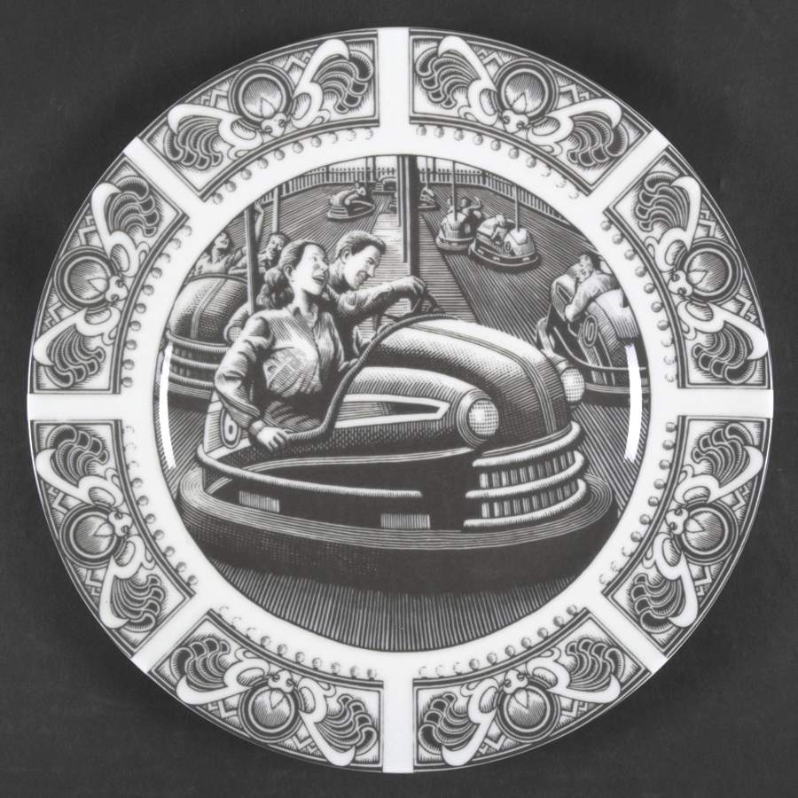 Slice of Life Bumper Cars Dinner Plate by 222 Fifth (PTS)-1
