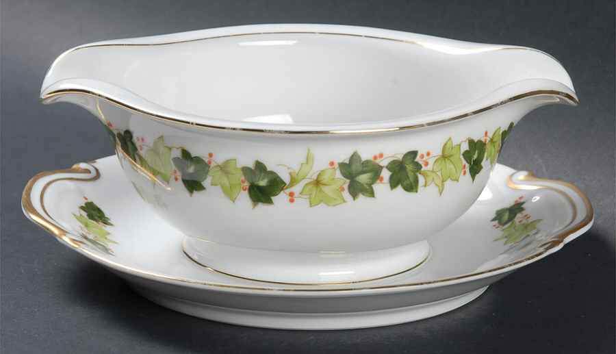 May Fair (No Ivy Around Center) Gravy Boat with Attached Underplate by Aladdin-1