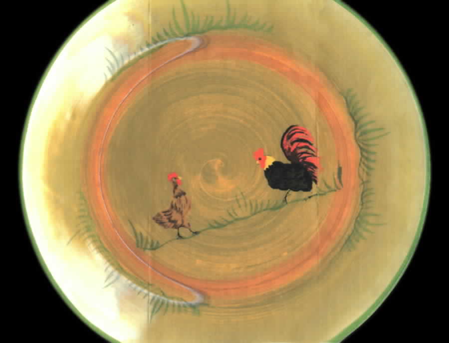 Mr Rooster & Girls Salad Plate by RB Alcobaca-1