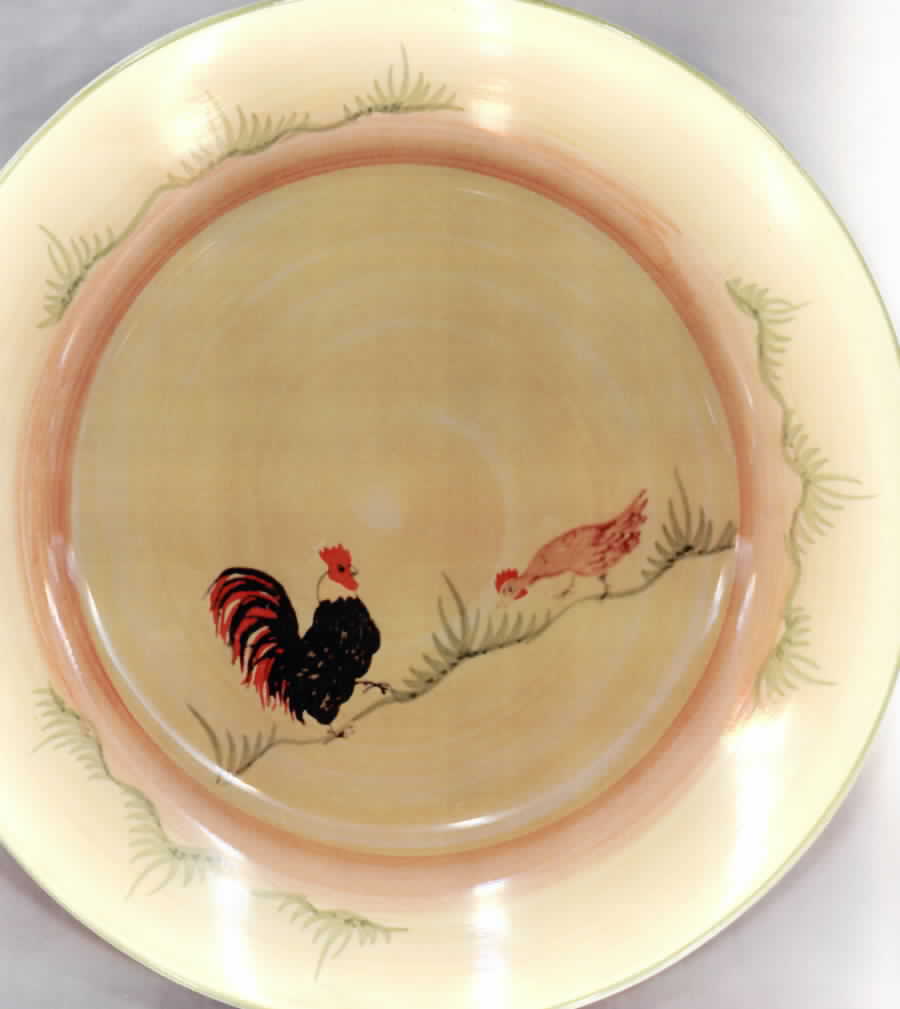 Mr Rooster & Girls Dinner Plate by RB Alcobaca-1