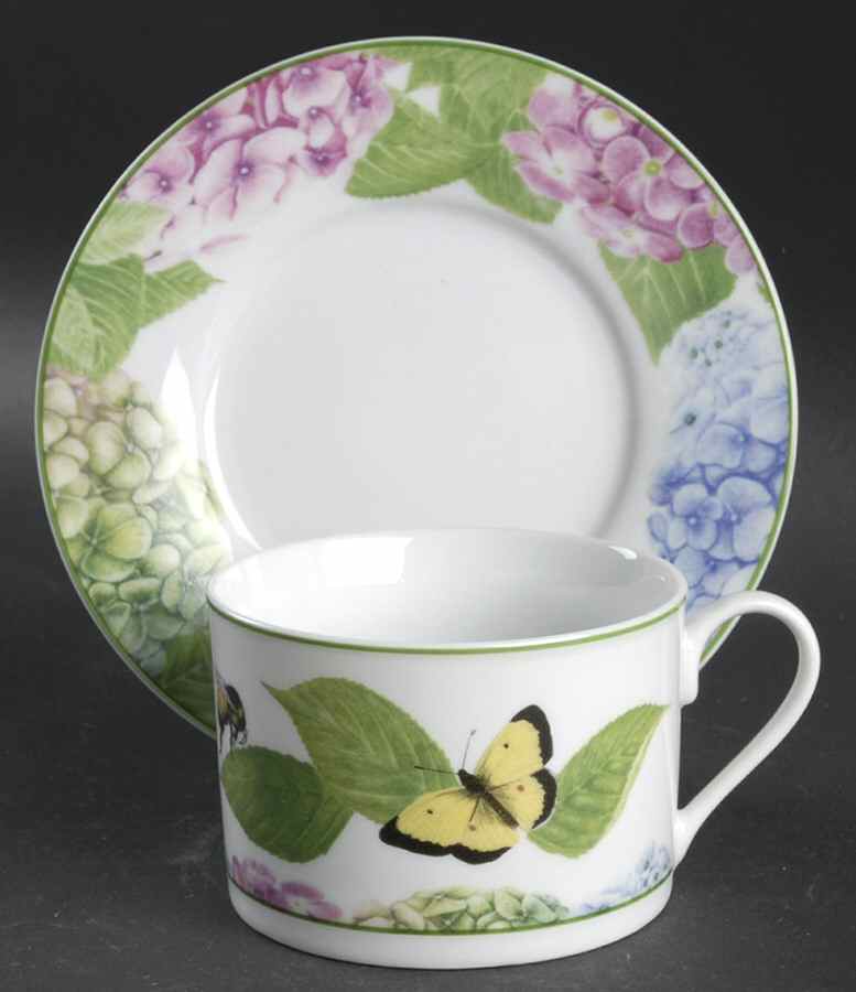 Hydrangea (3376) Flat Cup & Saucer Set by American Atelier-1