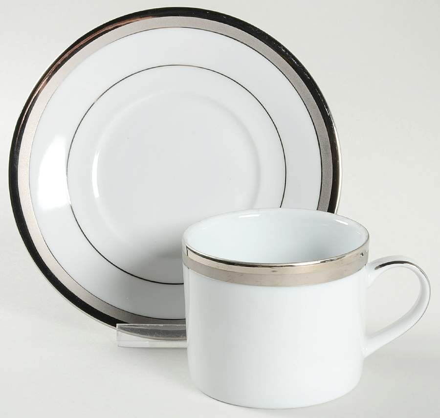 State Platinum Flat Cup & Saucer Set by 111 State-1