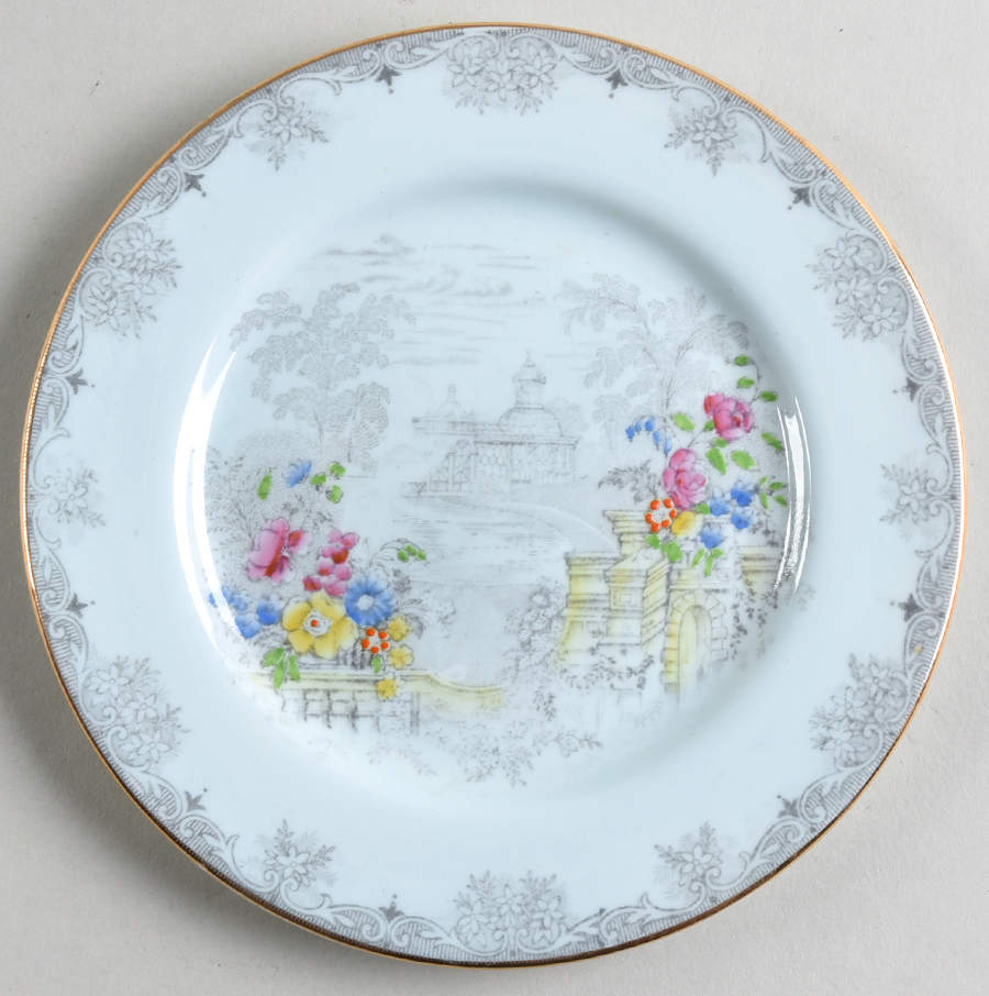 Queen's Garden (Blue, Smooth) Bread & Butter Plate by John  Aynsley & Sons-1