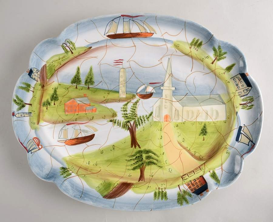 Porter's Village 16" Oval Serving Platter by 222 Fifth (PTS)-1