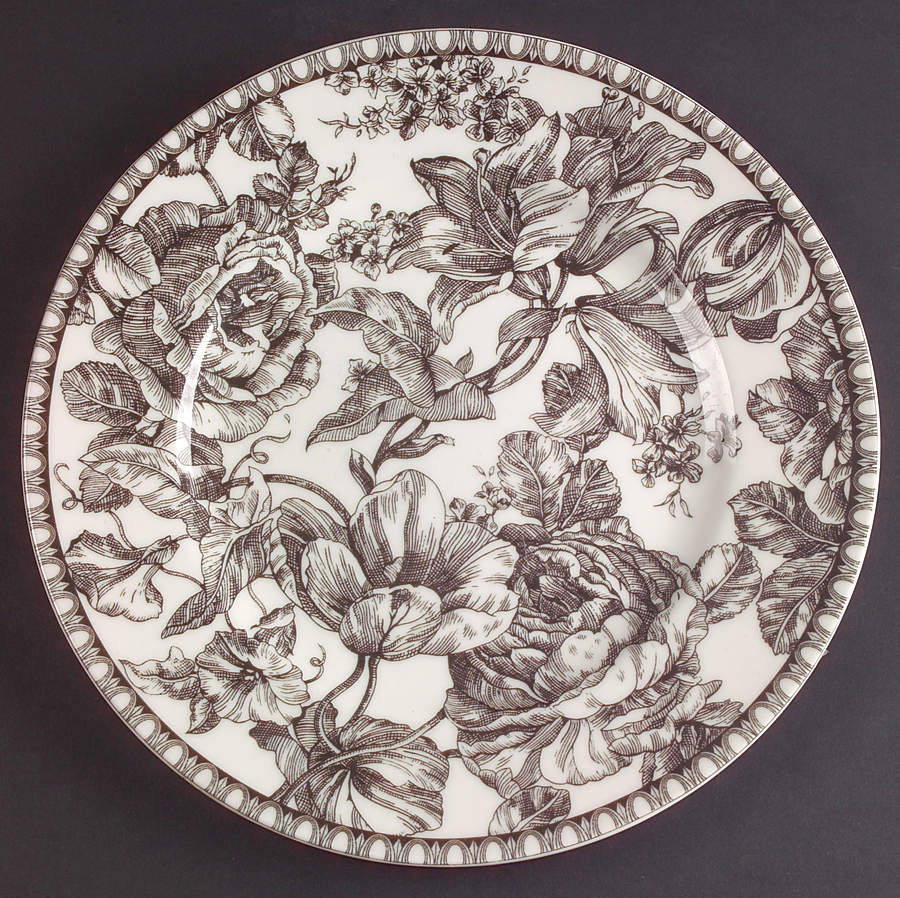 Toile Black Dinner Plate by 222 Fifth (PTS)-1
