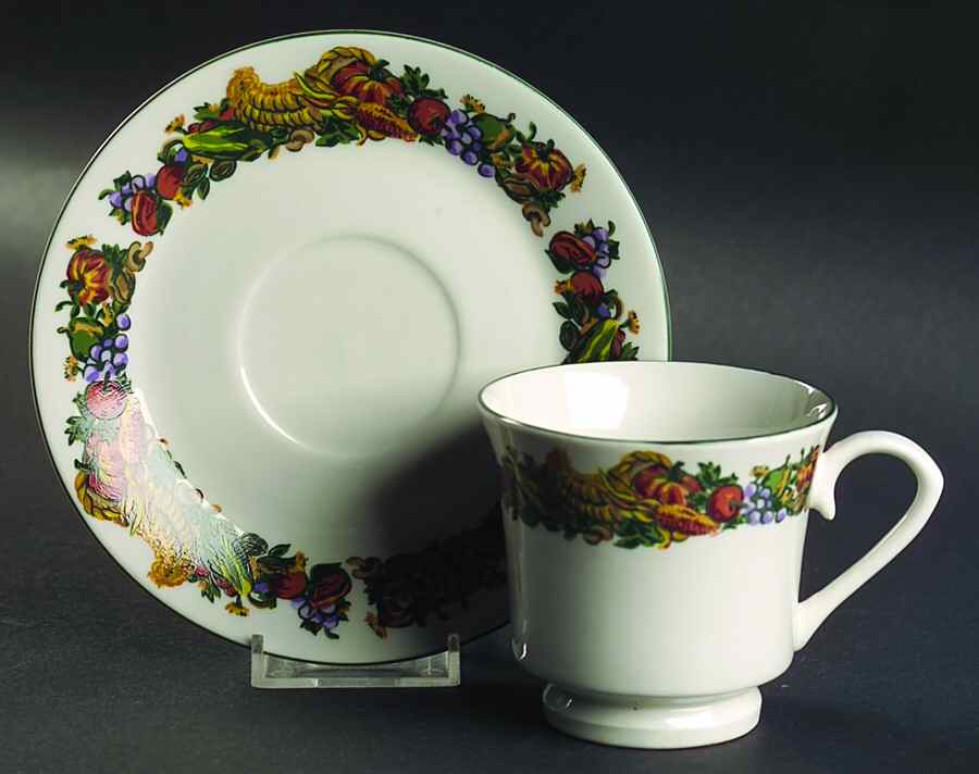 Pilgrims Harvest Footed Cup & Saucer Set by American Atelier-1