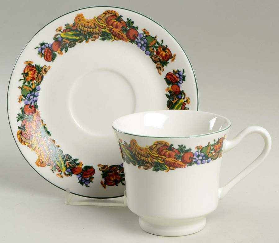 Pilgrims Harvest Footed Cup & Saucer Set by American Atelier-1