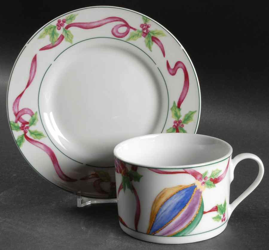 Ornaments II Flat Cup & Saucer Set by American Atelier-1