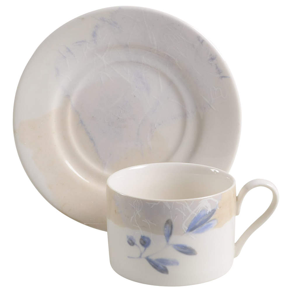 Torn Paper Flat Cup & Saucer Set by 222 Fifth (PTS)-1