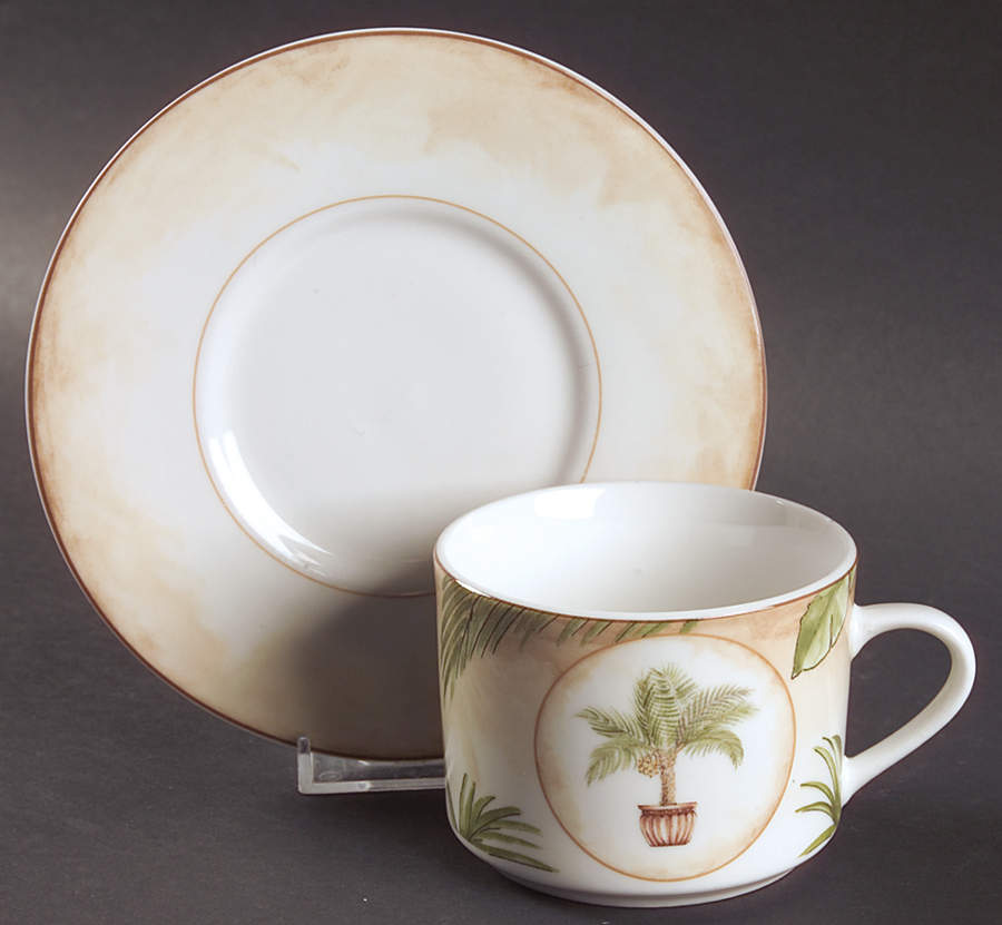 Tropical Palm Flat Cup & Saucer Set by American Atelier-1
