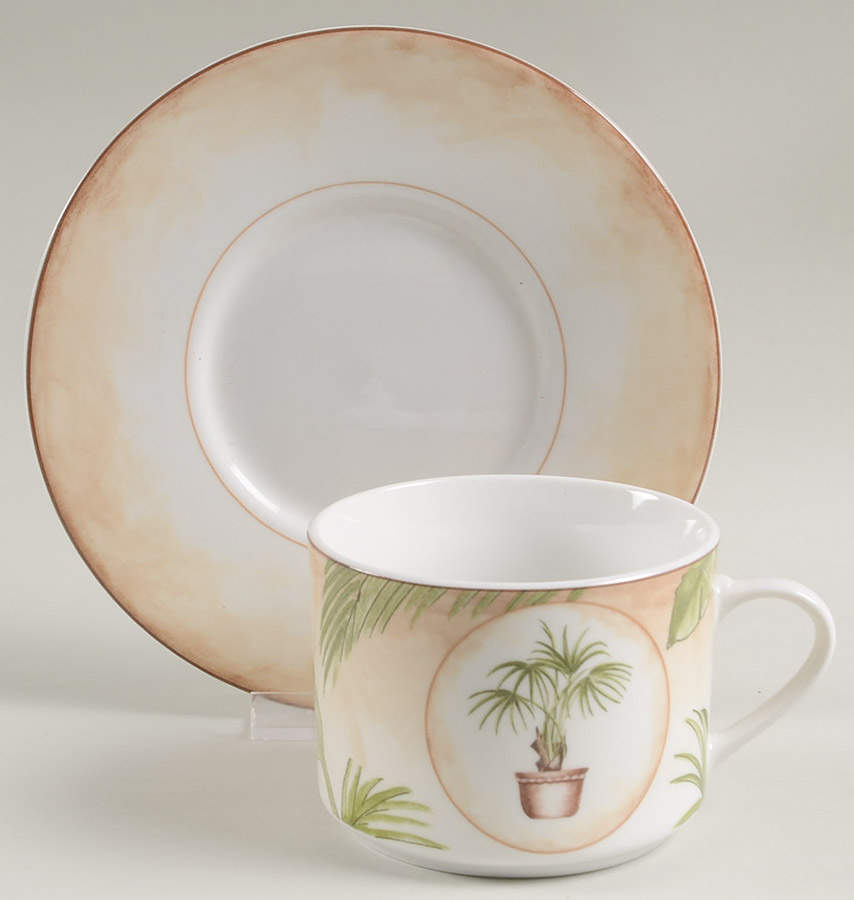 Tropical Palm Flat Cup & Saucer Set by American Atelier-1
