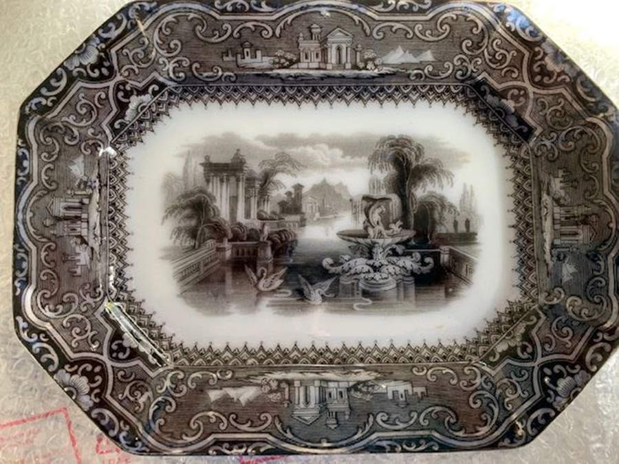 Athens Black 11" Oval Serving Platter by Adams China-1