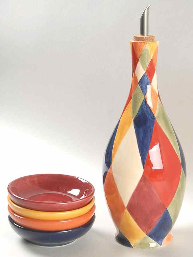 Ciao Harlequin Oil Jar Drizzler with 4 Motif Dipping Dish by Artimino-1