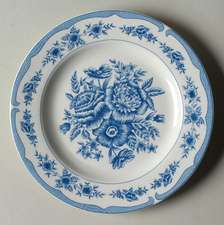 Floral Toile Blue Salad Plate by American Atelier-1