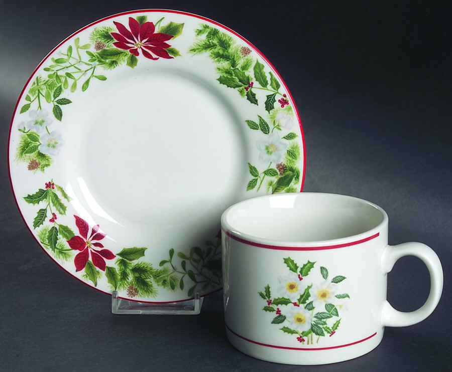 Holiday Floral Flat Cup & Saucer Set by American Atelier-1