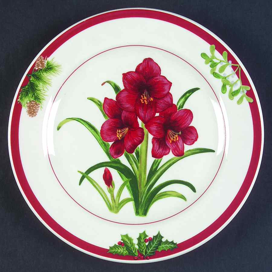 Holiday Floral Salad/Dessert Plate by American Atelier-1