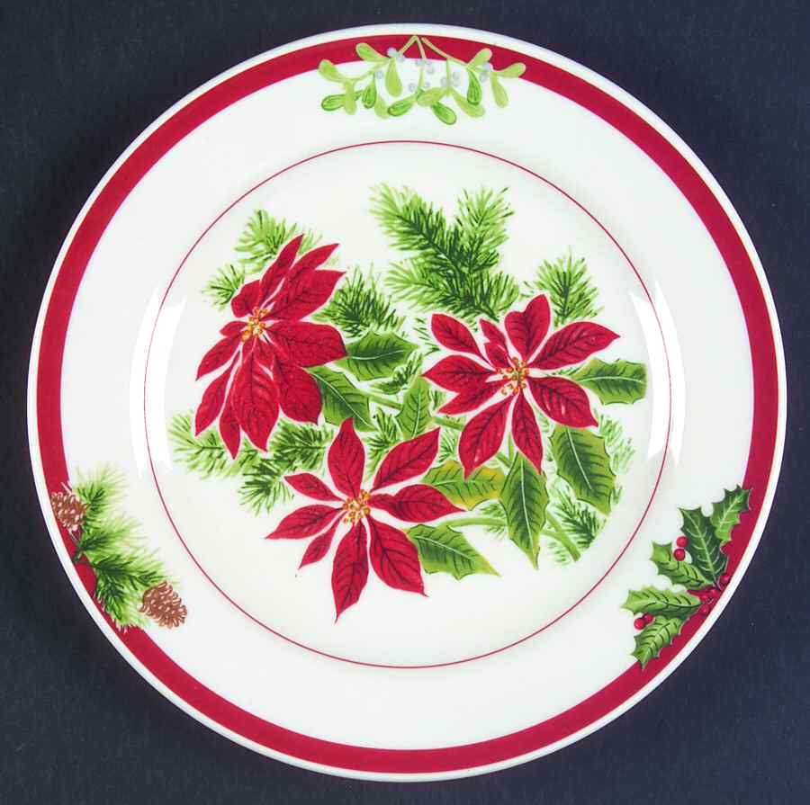 Holiday Floral Salad/Dessert Plate by American Atelier-1