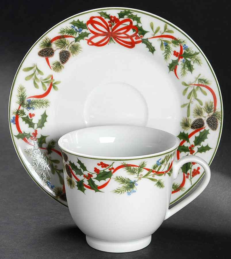 Christmas Woodland Flat Cup & Saucer Set by American Atelier-1