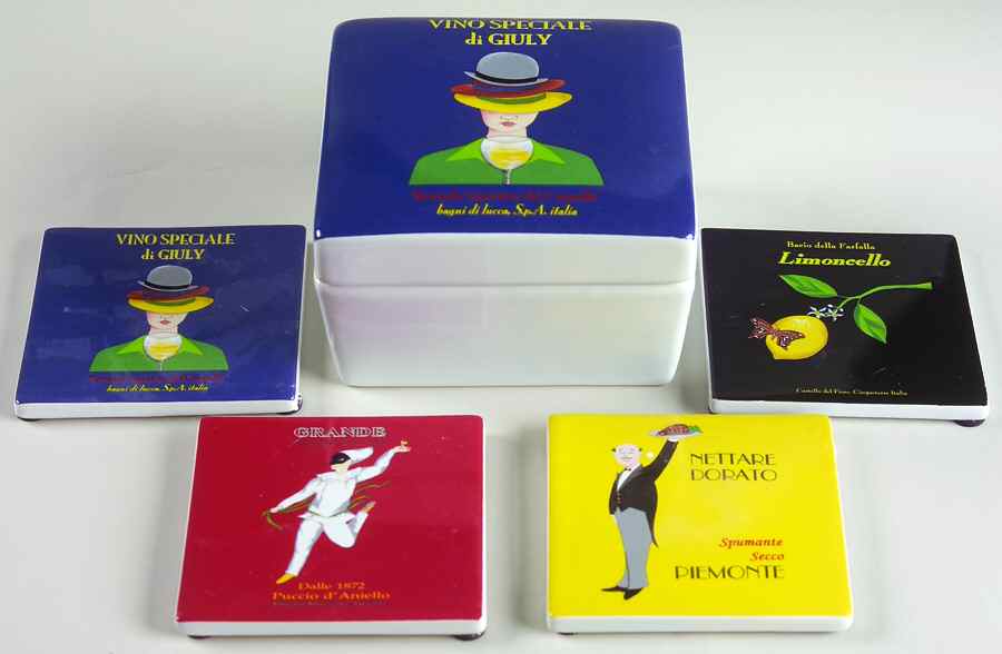 Cafe Milano 5-Piece Coaster Set (Holder & 4 Coasters) by American Atelier-1