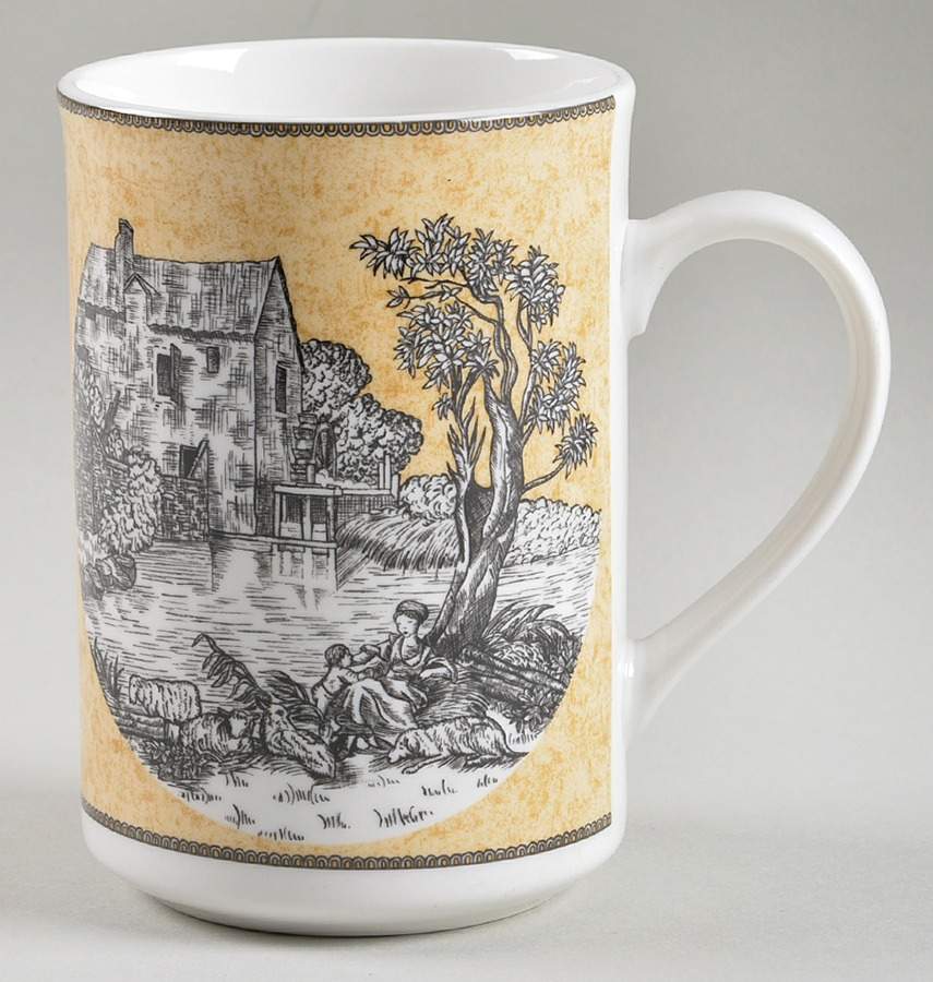 English Toile Black Mug by American Atelier-1