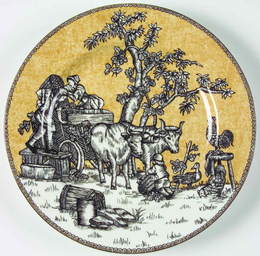 English Toile Black Salad/Dessert Plate by American Atelier-1
