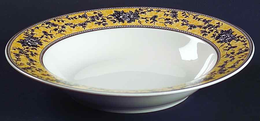 English Toile Black Large Rim Soup Bowl by American Atelier-1