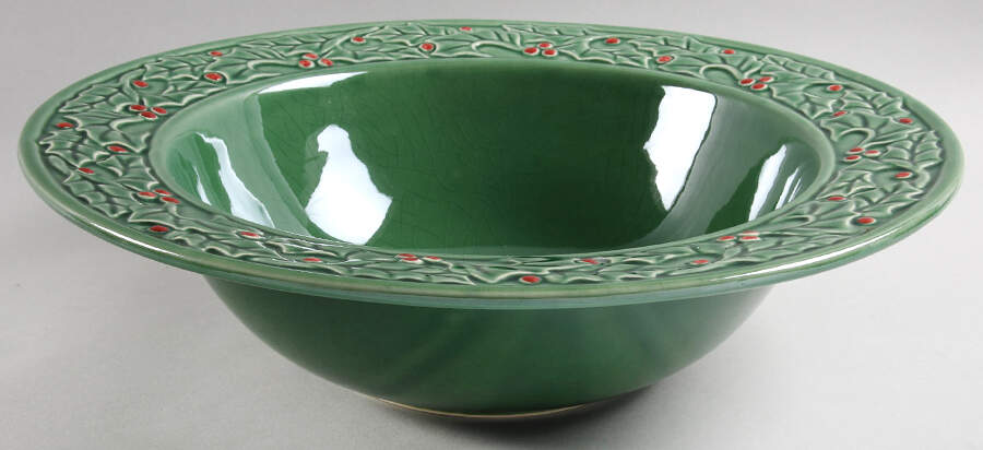 Holly Berry 14" Round Vegetable Bowl by American Atelier-1