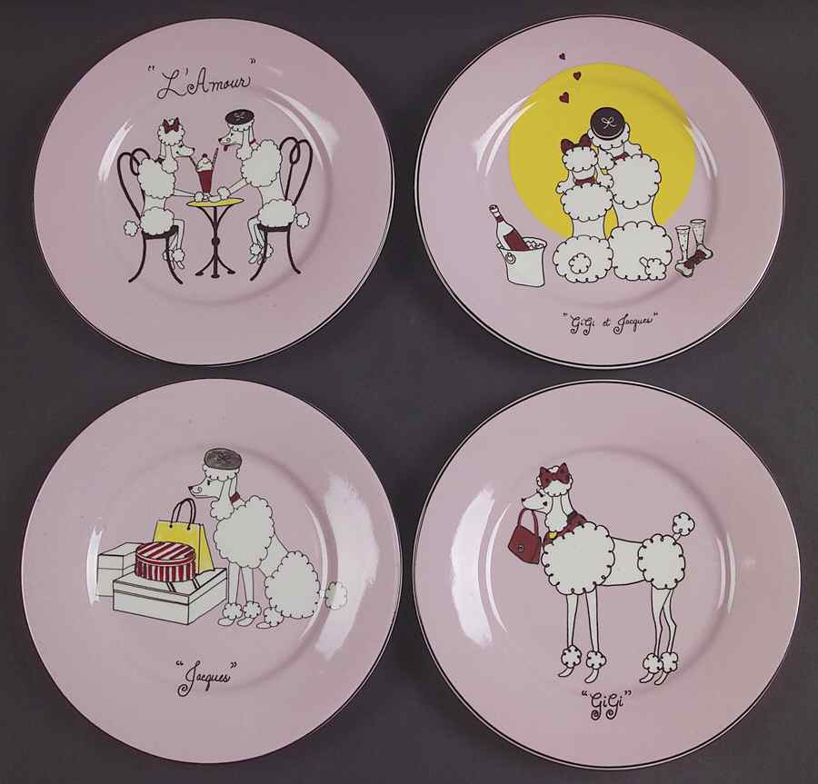 Pink Poodle Canape Plate - Set of 4 Motifs by American Atelier-1