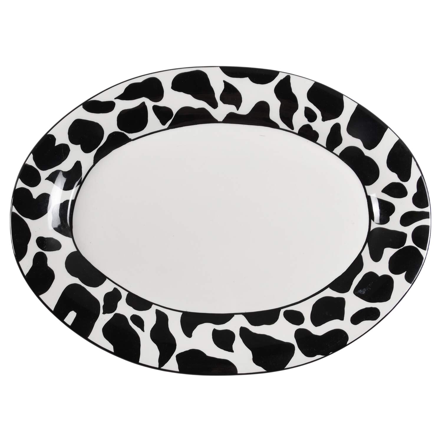 Serengeti Black and White 17" Oval Serving Platter by American Atelier-1
