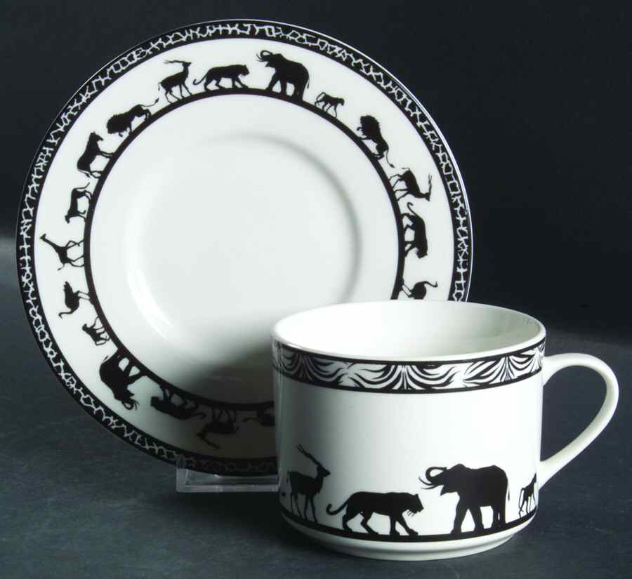 Serengeti Black and White Flat Cup & Saucer Set by American Atelier-1