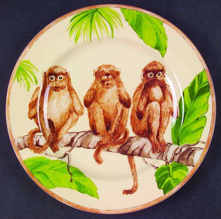 Three Monkeys Salad Plate by American Atelier-1