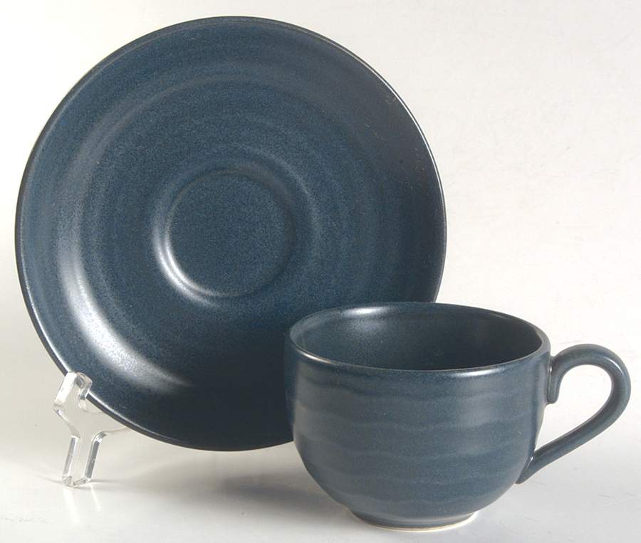 Studio Midnight Blue Flat Cup & Saucer Set by 222 Fifth (PTS)-1