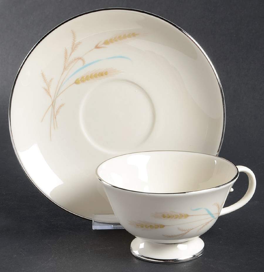 Harvest Wheat Footed Cup & Saucer Set by Aristocraft-1