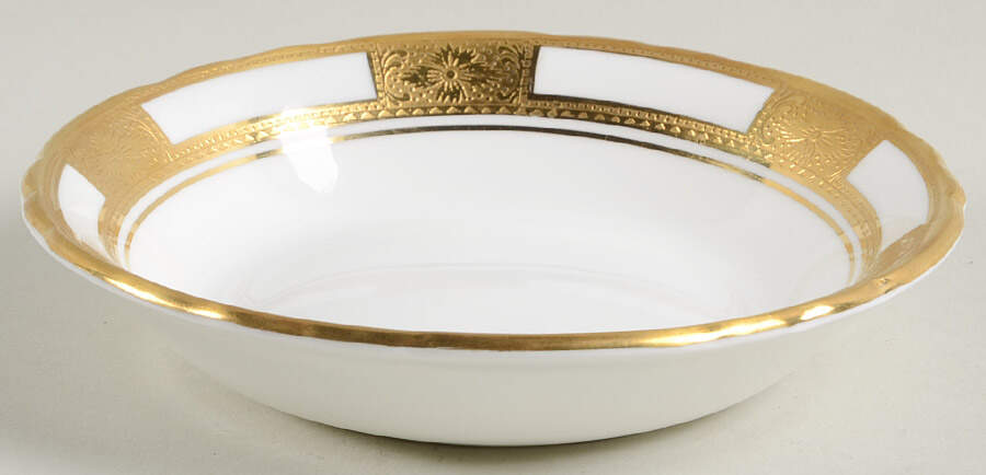 Empress White (Gold Encrusted, Smooth Or Scalloped) Fruit/Dessert (Sauce) Bowl by John  Aynsley & Sons-1