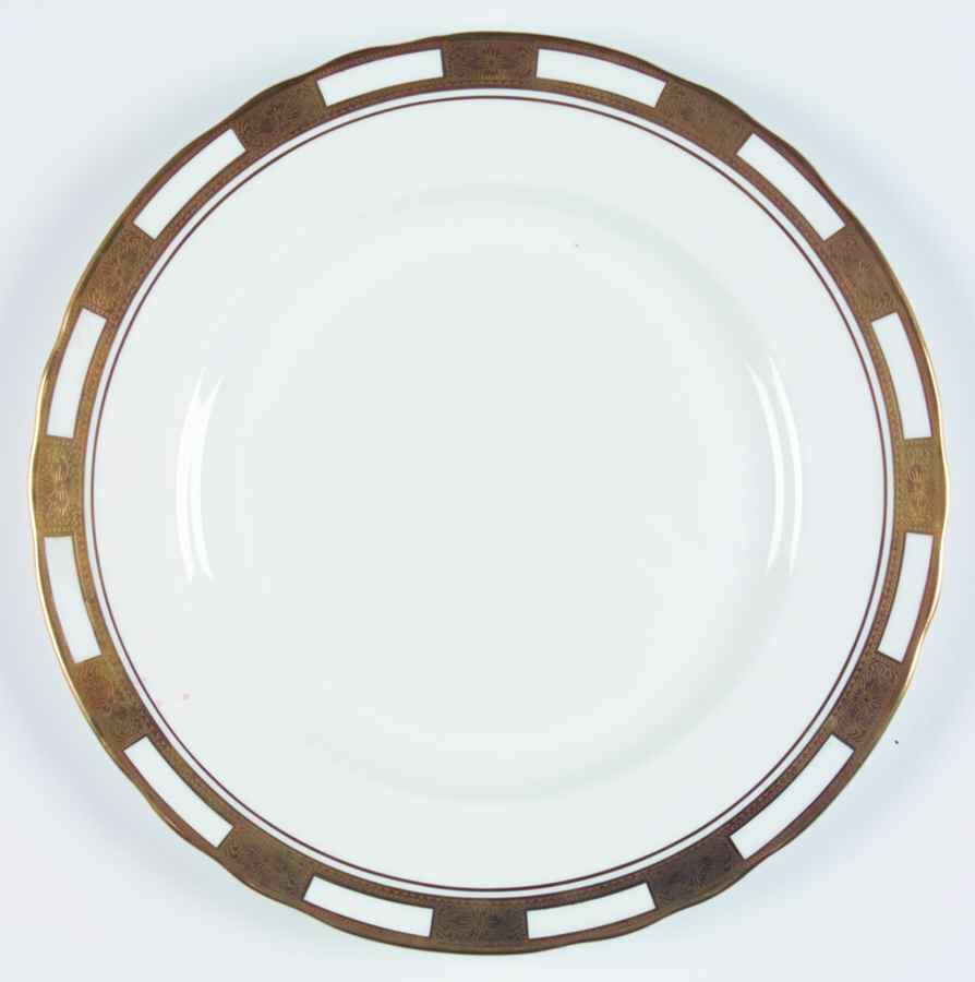 Empress White (Gold Encrusted, Smooth Or Scalloped) Dinner Plate by John  Aynsley & Sons-1