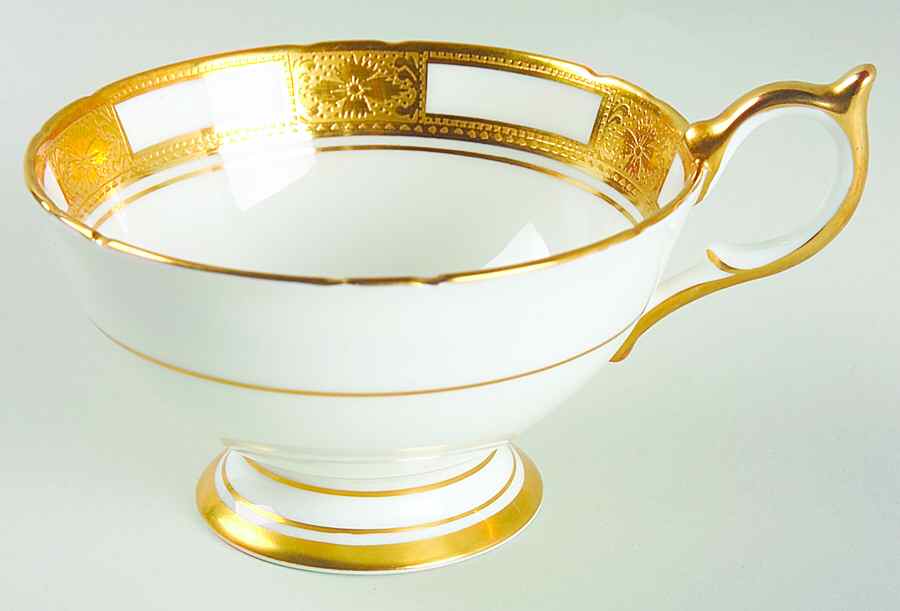 Empress White (Gold Encrusted, Smooth Or Scalloped) Footed Cup by John  Aynsley & Sons-1