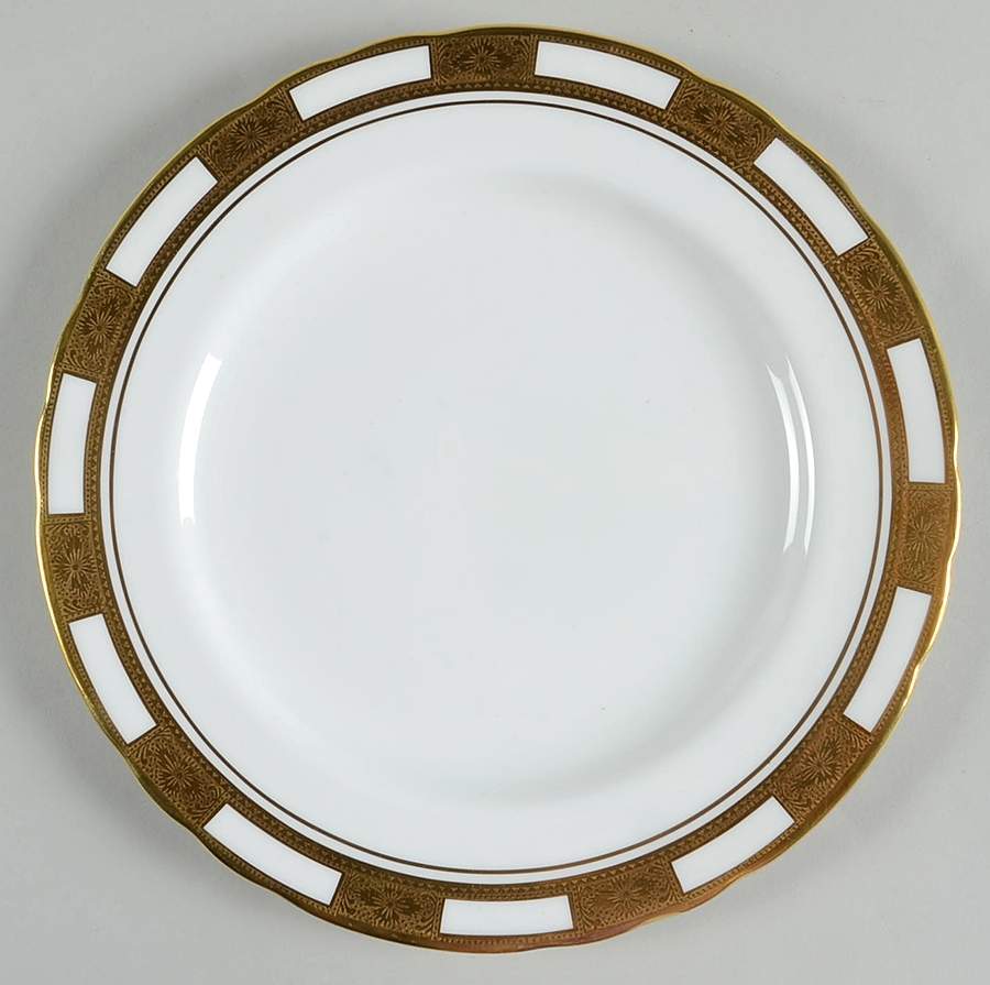 Empress White (Gold Encrusted, Smooth Or Scalloped) Luncheon Plate by John  Aynsley & Sons-1