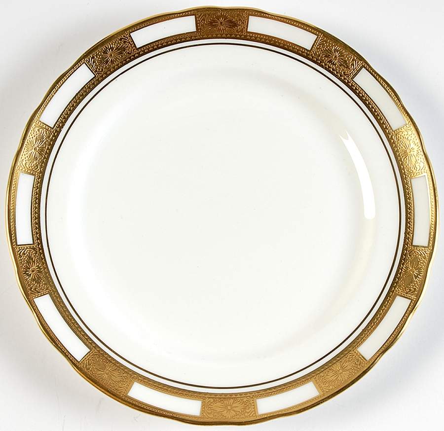Empress White (Gold Encrusted, Smooth Or Scalloped) Salad Plate by John  Aynsley & Sons-1