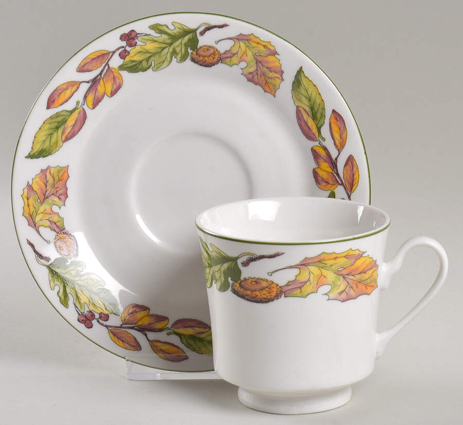 Pilgrims Harvest Footed Cup & Saucer Set by American Atelier-1