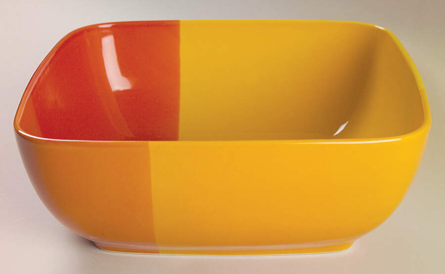 Color Blocks Red Yellow 9" Square Vegetable Bowl by 222 Fifth (PTS)-1