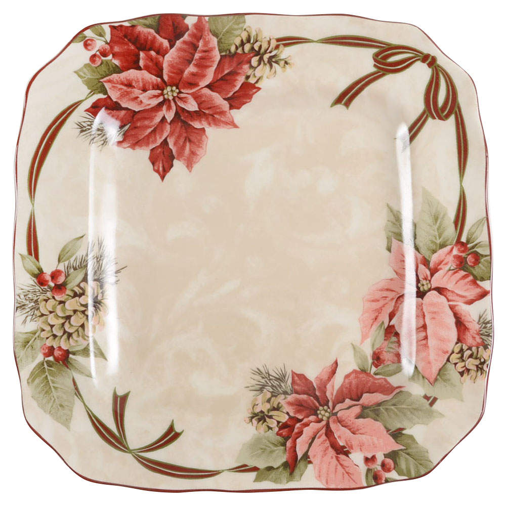Yuletide Celebration Square Dinner Plate by 222 Fifth (PTS)-1