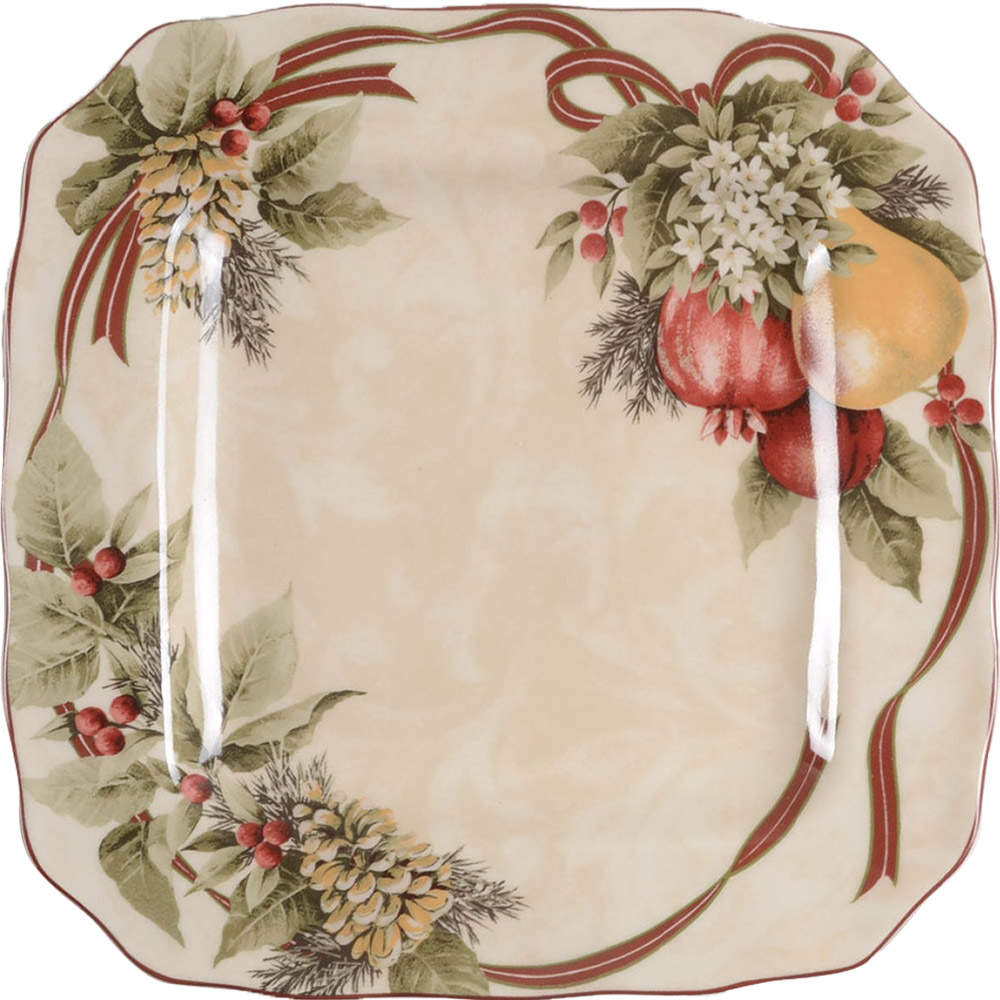 Yuletide Celebration Square Dinner Plate by 222 Fifth (PTS)-1